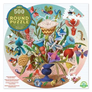 eeBoo - Crazy Bug Bouquet 500 Piece Round Puzzle - Image 1