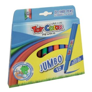 Fibre Pens - Jumbo - 12 Colours Retail Hanger Pack