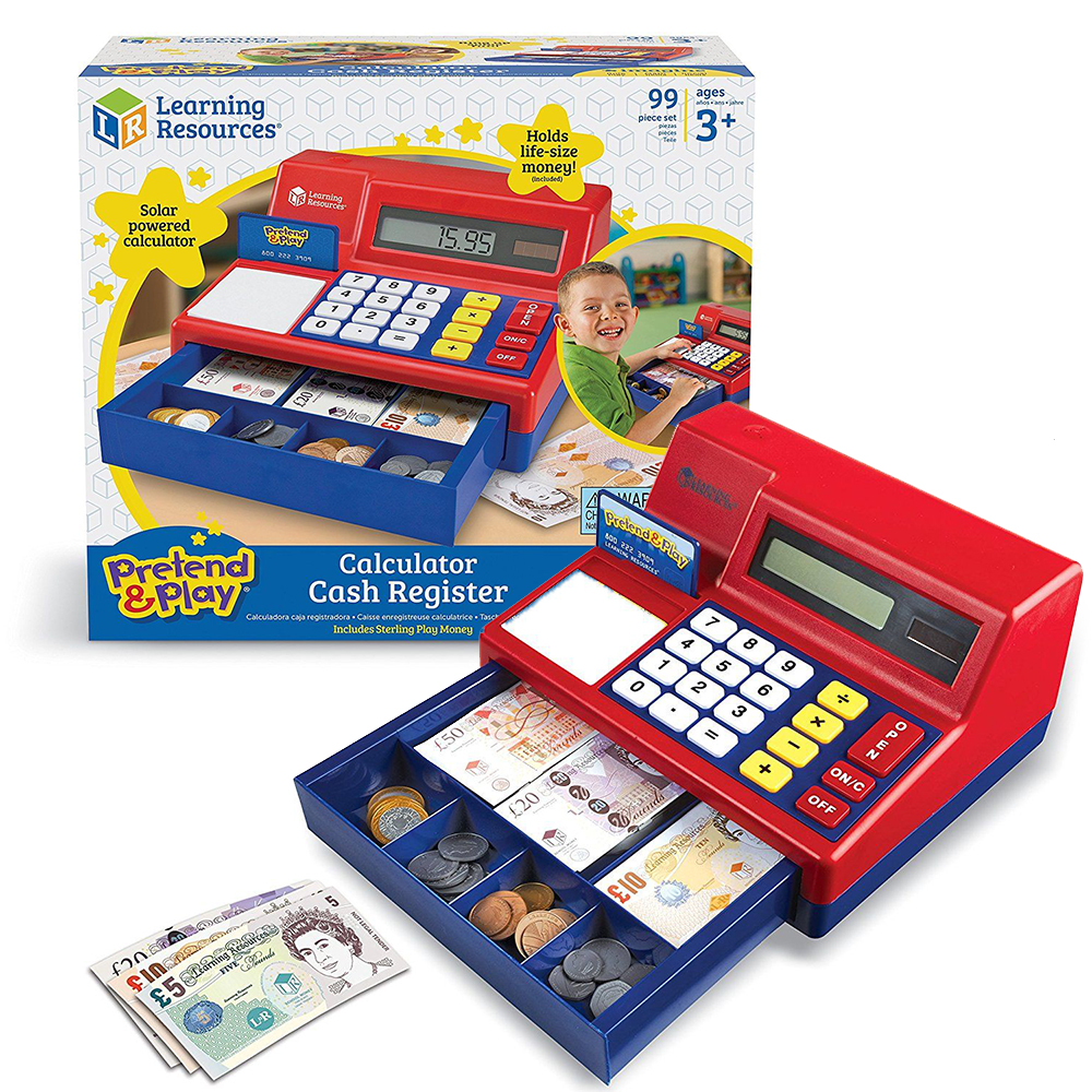 Learning Resources - Pretend & Play® Calculator Cash Register with Euro Currency