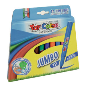 Fibre Pens - Jumbo - 12 Colours Retail Hanger Pack