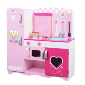 Classic World - Pretend & Play - Pink Kitchen - 85 x 34 x 91 cm - 8pcs - Image 1