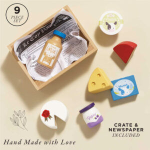 Le Toy Van - Pretend & Play - Wooden Cheese & Dairy Food Crate - 8pcs - Image 5