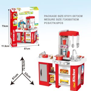 Cogo - Pretend & Play Kitchen Set with Light & Sound Effects - Red - 53 Pieces - Image 2