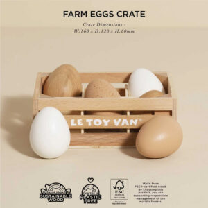 Le Toy Van - Pretend & Play - Wooden Farm Eggs Food Crate - 7 Pcs - Image 7