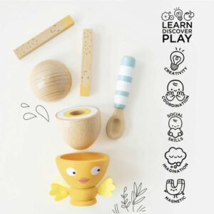 Le Toy Van - Pretend & Play - Wooden Egg Cup & Soldiers - 6 Piece - Image 4
