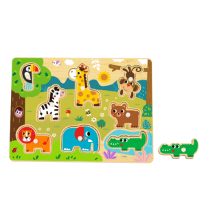 hi Pando - Wooden Peg Puzzle - Wild Animals - 9pcs - Image 5