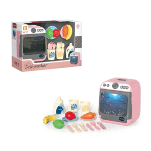 Pretend & Play Dishwasher Set with Sound, Lights & Accessories - Pink - Image 4