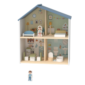 hi Pando - Pretend & Play - Wooden Doll House With Figurines - 14pcs - Image 4