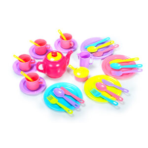 Greenbean - Pretend & Play Tea & Dinner Set - Pastel - 34pcs - Image 1