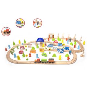 Classic World - Train Set - Wood - 110pcs - Image 4
