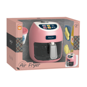 Pretend & Play Air Fryer Set with Lights, Sounds & Colour Changing Food - Pink - Image 2