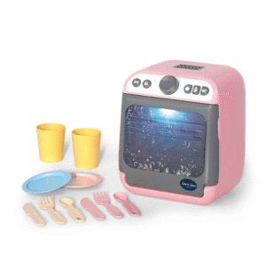 Pretend & Play Dishwasher Set with Sound, Lights & Water Spray Effect - Pink - Image 1