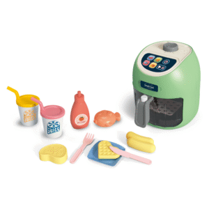 Pretend & Play Air Fryer Set with Lights, Sounds & Colour Changing Food - Green - Image 5