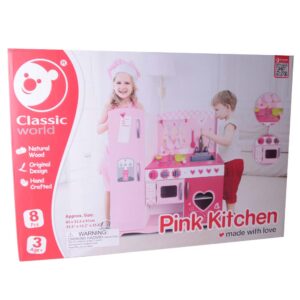 Classic World - Pretend & Play - Pink Kitchen - 85 x 34 x 91 cm - 8pcs - Image 2