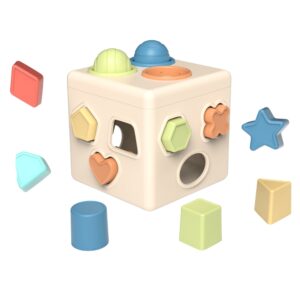 Mingli Toys - Shape Sorting Activity Cube - Eco-friendly Educational Toy - 16 Pieces - Image 1