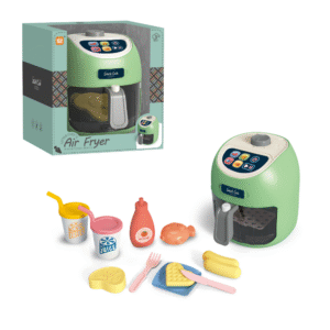 Pretend & Play Air Fryer Set with Lights, Sounds & Colour Changing Food - Green - Image 3