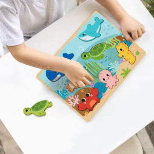 hi Pando - Chunky Wooden Puzzle - Sea Life - 8pcs - Image 2
