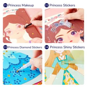 Mideer - 3-in-1 Makeup and Dress Up Arts & Crafts Book Set: Princess Fantasy Makeup - Image 3