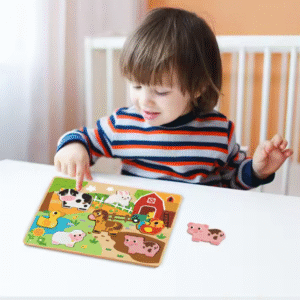 hi Pando - Chunky Wooden Puzzle - Farm Animals - 8pcs - Image 3