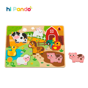 hi Pando - Chunky Wooden Puzzle - Farm Animals - 8pcs - Image 1