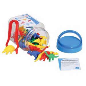 EDX Education - Counters - Dinosaur - 4 Colours with Tweezer - 32pcs - Jar - Image 1