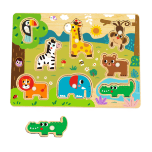 hi Pando - Wooden Peg Puzzle - Wild Animals - 9pcs - Image 4