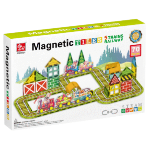 Magnetic Tiles - Railway Trains Set - 70 Pieces - Image 1