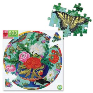 eeBoo - Bouquet and Birds 500pc Round - Image 1