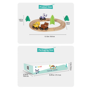 hi Pando - Wooden Animal Train Set - 19pcs - Image 5