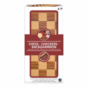 Ambassador - Folding Wooden Chess, Checkers, & Backgammon Set - Image 1