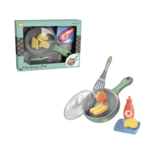 Pretend & Play Frying Pan Set with Lights, Sound & Colour Changing Food - Green - Image 4