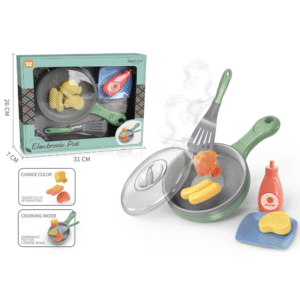 Pretend & Play Frying Pan Set with Lights, Sound & Colour Changing Food - Green - Image 3