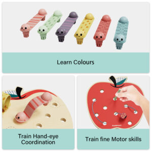 TopBright - Apple Worms Fine Motor Game with Activity Cards - Image 4