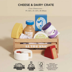 Le Toy Van - Pretend & Play - Wooden Cheese & Dairy Food Crate - 8pcs - Image 7