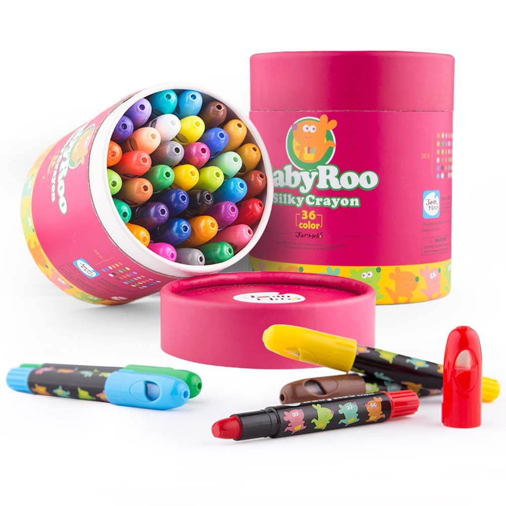 画材Jar Melo ジャーメロ　無毒の洗えるクレヨン 36色 Jar Meló - Silky Crayon Washable Baby Roo - 36 Colours - BrainPlay
