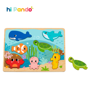 hi Pando - Chunky Wooden Puzzle - Sea Life - 8pcs - Image 1