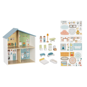 hi Pando - Pretend & Play - Wooden Doll House With Figurines - 14pcs - Image 2