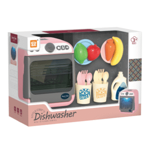 Pretend & Play Dishwasher Set with Sound, Lights & Accessories - Pink - Image 5