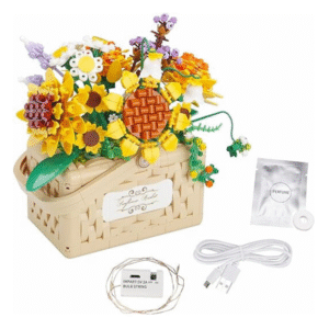 Cogo - Building Block Set - Sunflower Basket with Fairy Lights - 1295 Pieces - Image 5