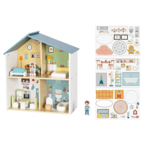 hi Pando - Pretend & Play - Wooden Doll House With Figurines - 14pcs - Image 3