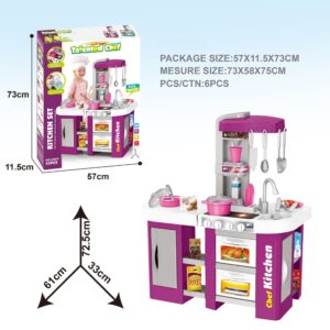 Cogo - Pretend & Play Kitchen Set with Light & Sound Effects - Purple - 53 Pieces - Image 2