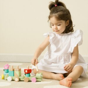 Classic World - Pull Train with Building Blocks - Wooden Jungle - 27pcs - Image 5