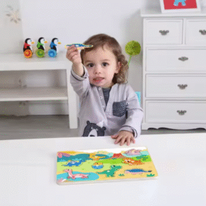 hi Pando - Wooden Peg Puzzle - Dinosaur Animals - 9pcs - Image 3