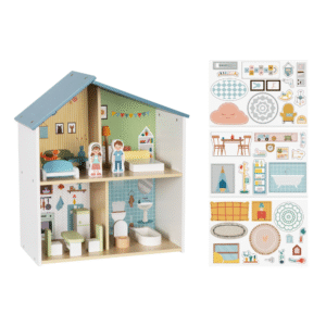 hi Pando - Pretend & Play - Wooden Doll House With Figurines - 14pcs - Image 5