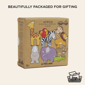Le Toy Van – Wooden Stacking African Animals & Bag – 10pcs - Image 4