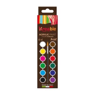 Toy Color - Kreable Matt Acrylic Paint Set - 12 Colours x 2.5ml - Pocket Size Pack - Image 1