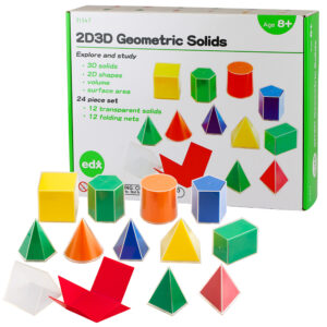 EDX Education - Geometric Solids - 8cm with Folding Nets - 12 Shapes - 24pcs - Image 1