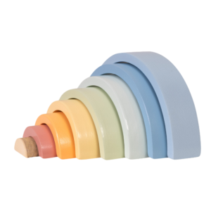 TookyToy - Pastel Rainbow Stacker - Wooden Ring Fine Motor Stacking Toy - Image 1