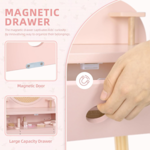 TookyToy - Wooden Dressing Table Role Play Kids with Accesories - 11 Pieces - Image 4