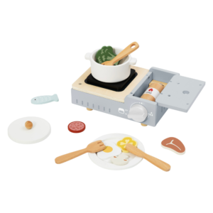 TookyToy - Pretend Play Wooden Camping Stove Toy Set - 15 Pieces - Image 1